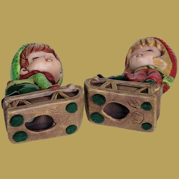 Vintage 1978 "Slippin and Slidin" Holiday Sledding Children Figurines - Picture 7 of 8